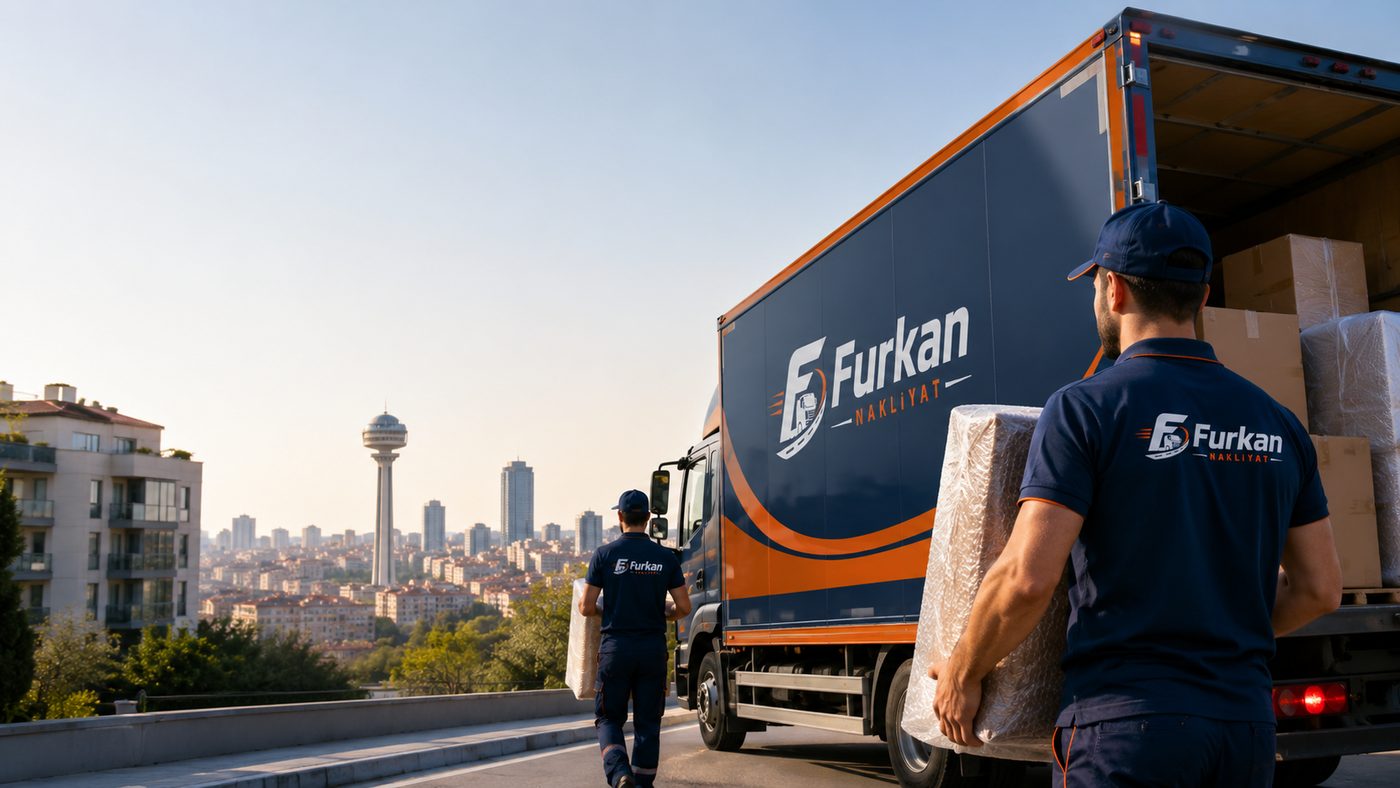 Furkan Nakliyat aracı Ankara'da eşya taşırken, Atakule manzarası